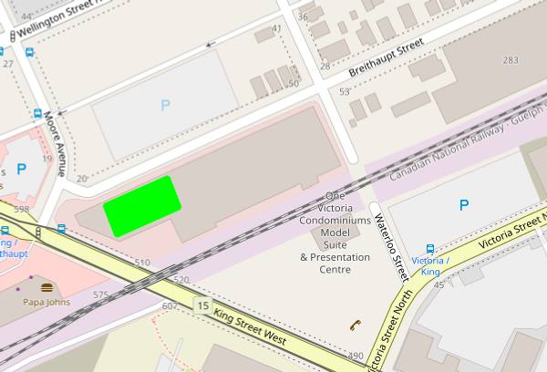 OpenStreetMap screenshot, with building in green